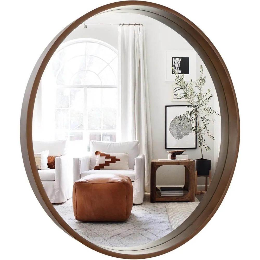 

Round Mirror with Wood Frame 24 inch Circle Wall Mirror for Bathroom Round Wall Mirror for Wall Decor, Vanity, Entryway Living