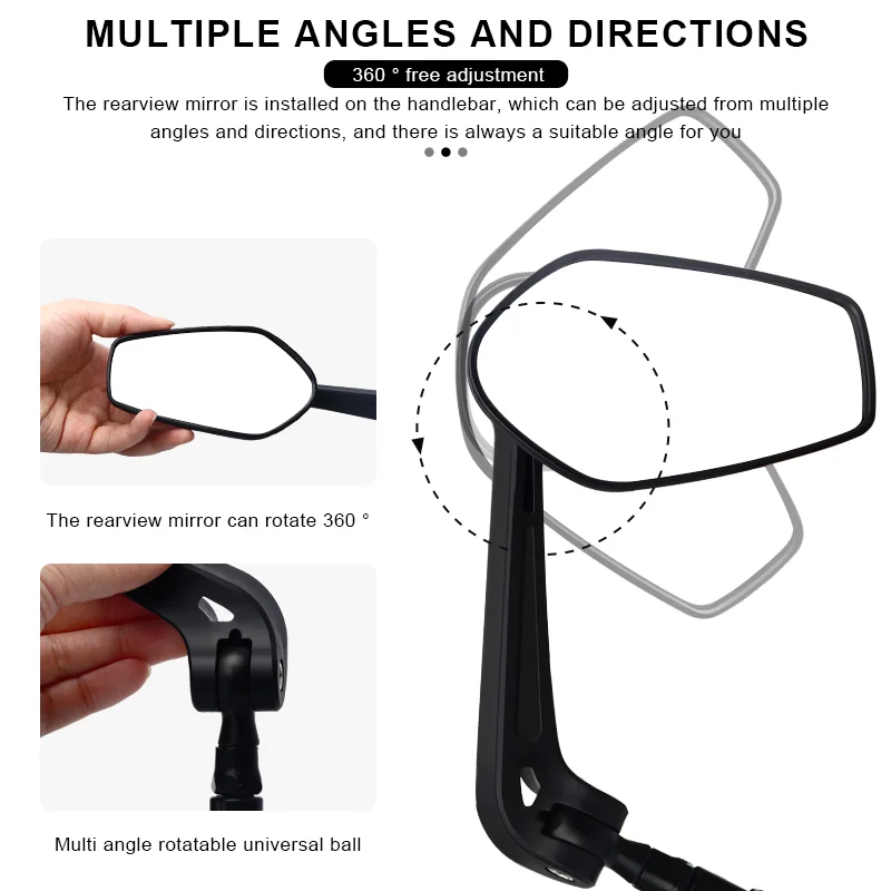 Bicycle Rear View Mirror 360° Adjustable Angles Clear Wide Range Bike Handlebar Rear View Mirror Electric Scooter Reflector