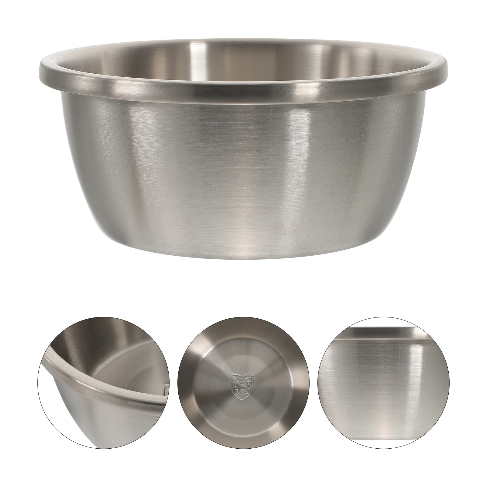 

Stainless Steel Wash Basin Premium Rust Free Dishwasher Safe Thickened Curling Design Vegetable Fruit Meat Seafood Washing