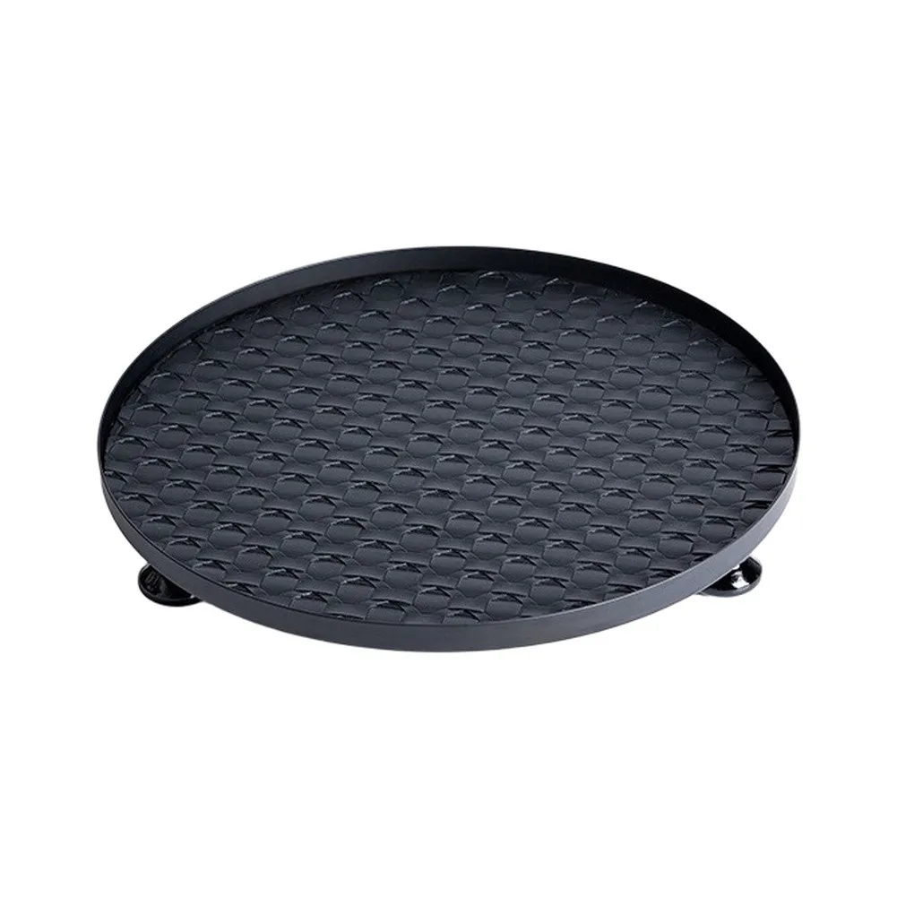 Round Tray with Leather Padding and Iron Core for Secure Placement of For Jewelry Keys Perfume and Small Items on Flat Surfaces