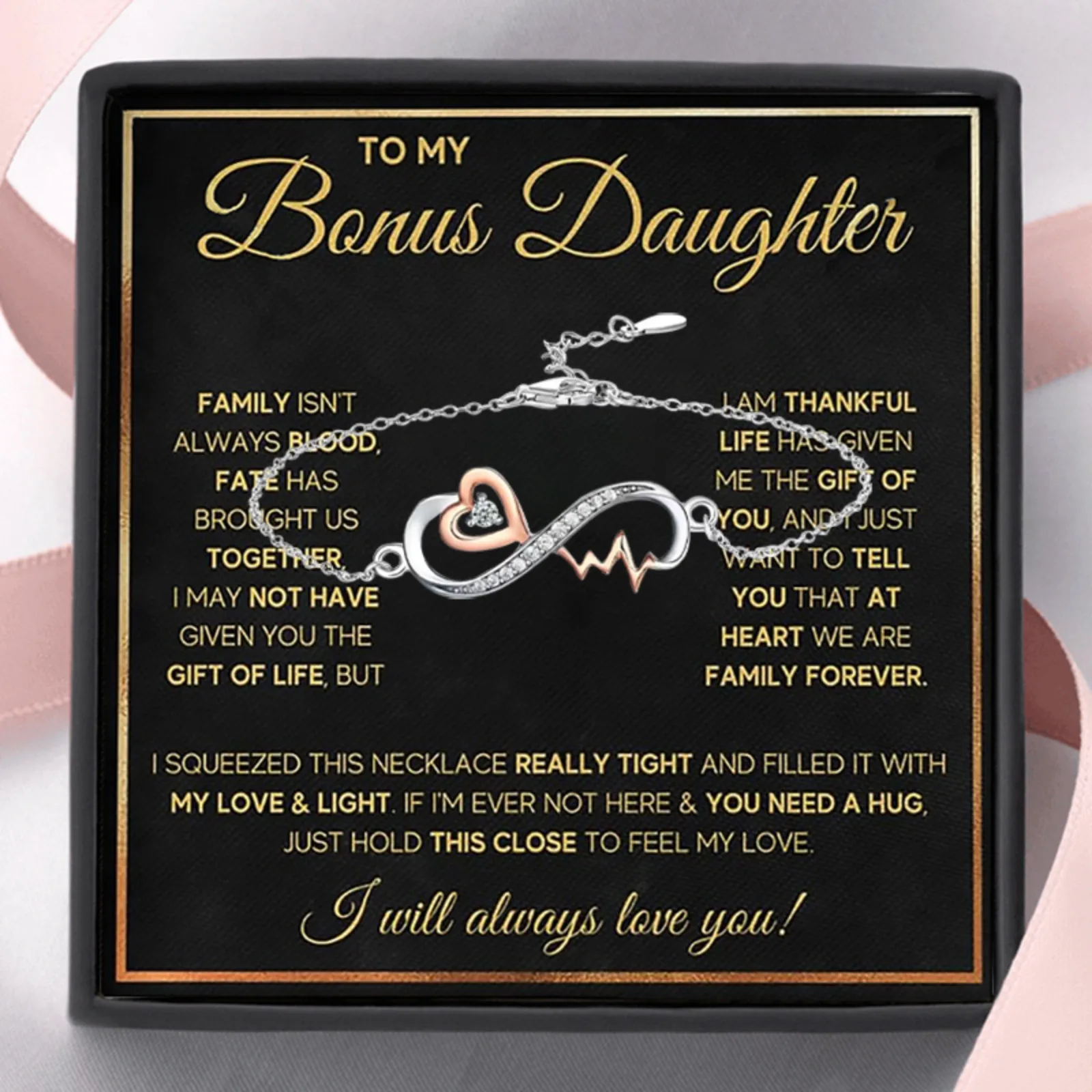 Conjunto de Pulseras Shining Infinite Heartbeat, incluye Tarjetas y Cajas de Regalo, Pulsera de Hija adoptada Gratis, se Puede Usar para Fiestas Diarias