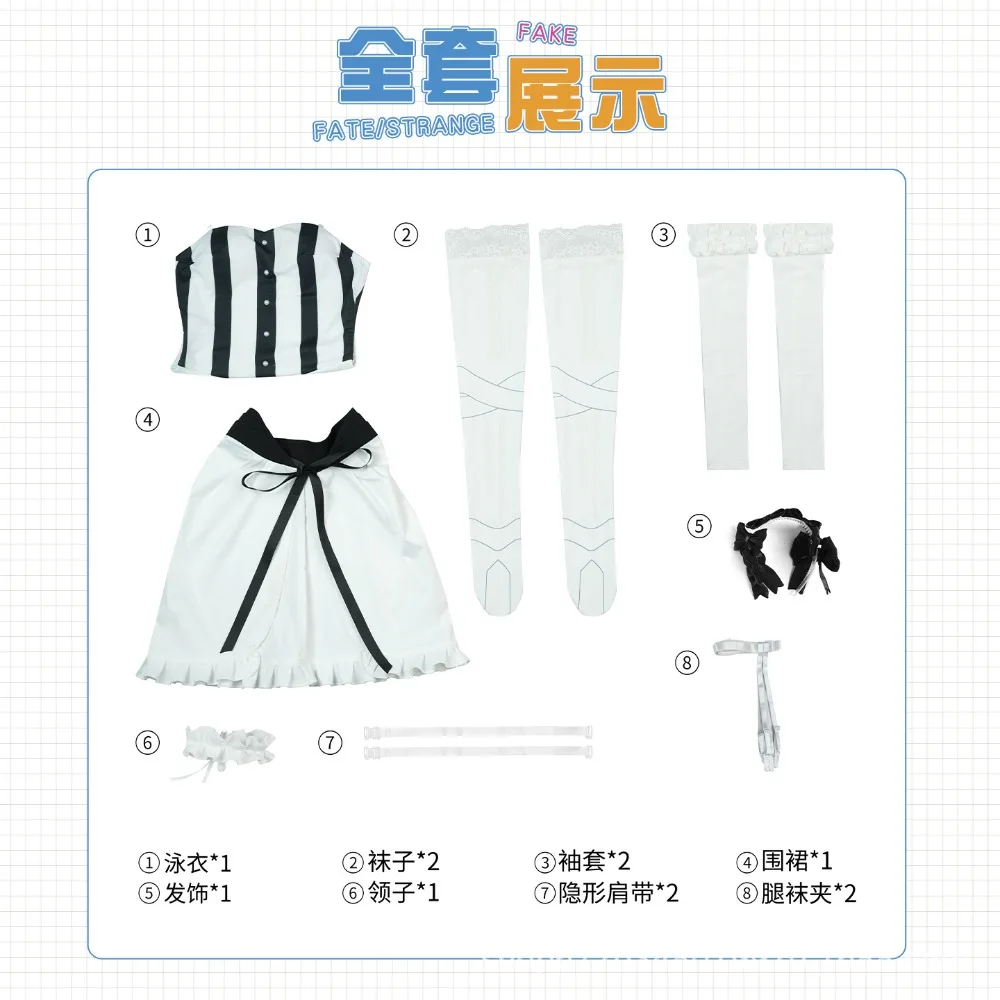 Francesca Prelati Cosplay Costume Set Anime Game Striped Mini Skirt Women Comic Con Halloween Stage Performance Party Outfit view 6