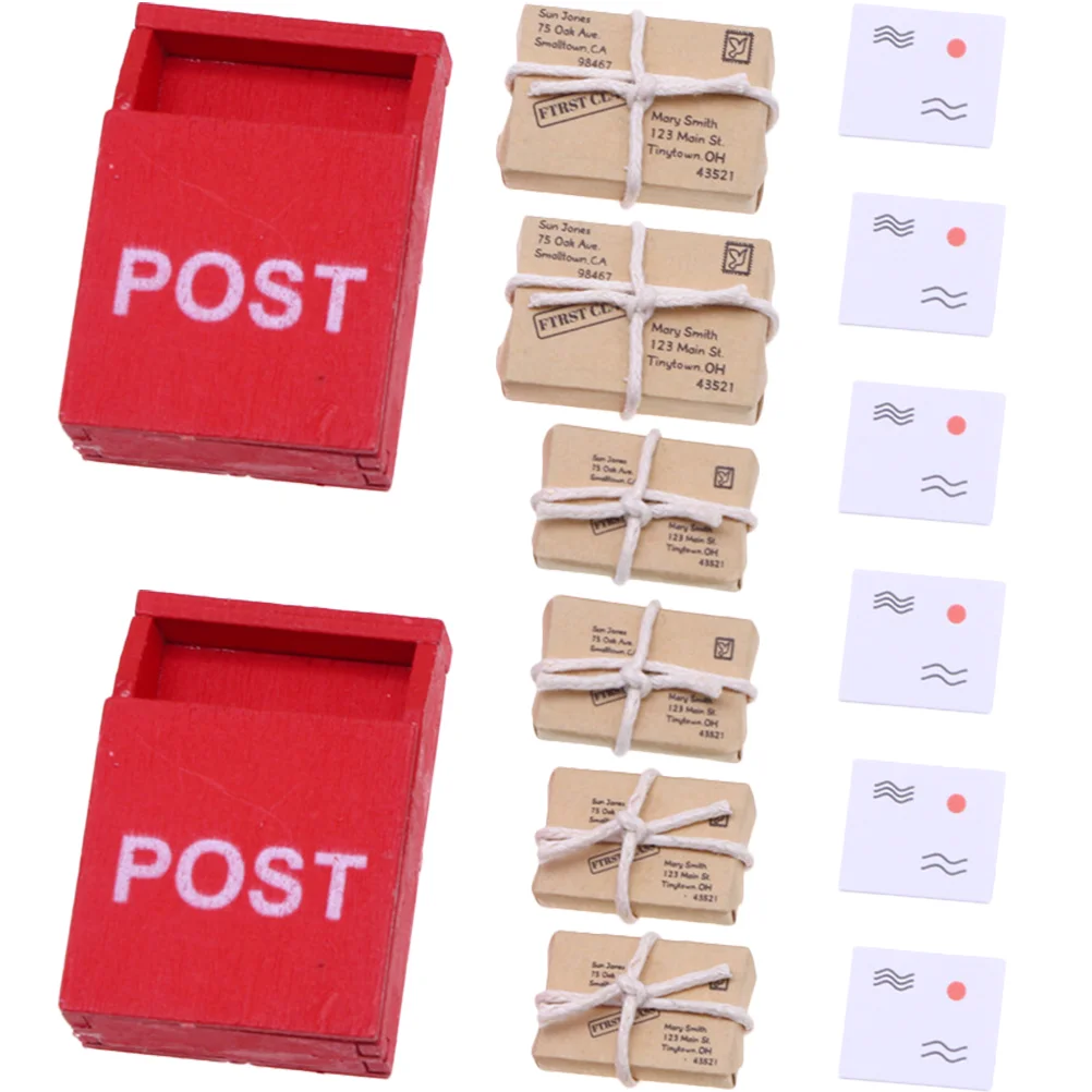 2 sets of Mini Mailbox Model House Mailbox Parcels Letter Decorations House Accessories tiny mailbox toy