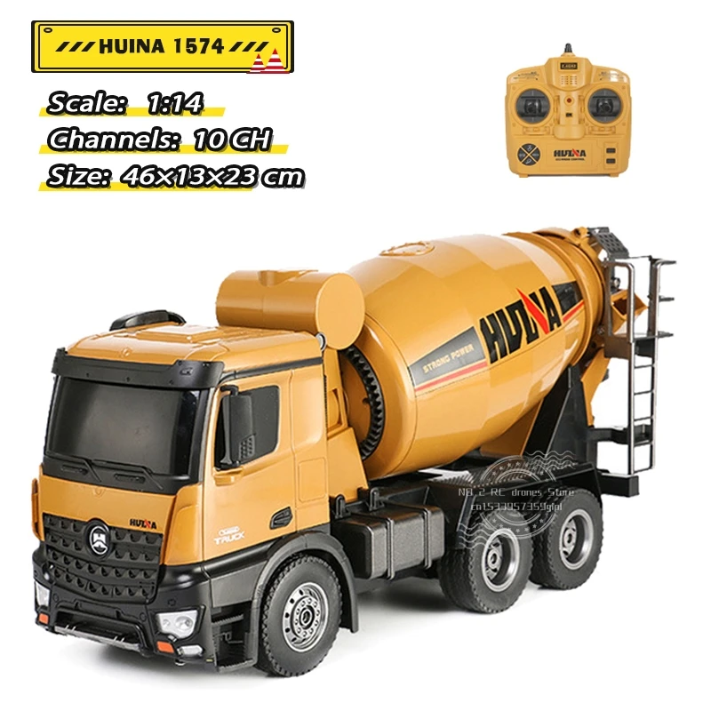 HUINA 1574 1:14 RC Truck Tractor Caterpillar Engineering Car 2.4GHz Renmote Controll Car 10 Channel RC Mixer Trucks Toy for Boys