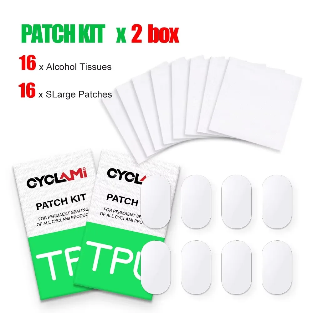 CYCALMI 16Pcs Bike Inner Tube Tire Patch Patching Tools Repair Kit Road MTB Folding Bicycle TPU Material Powerful Glue-free