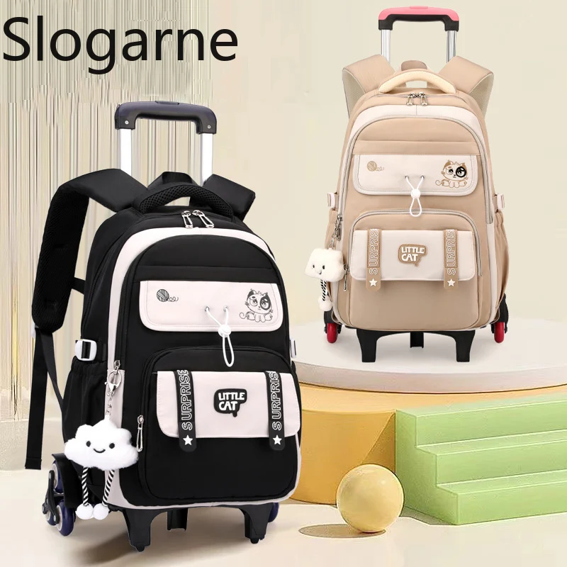 

Children School Backpack Boys Girls Trolley Bag with Wheels Students Backpack Book Bag Rolling School Bag Kids Wheeled Backpack