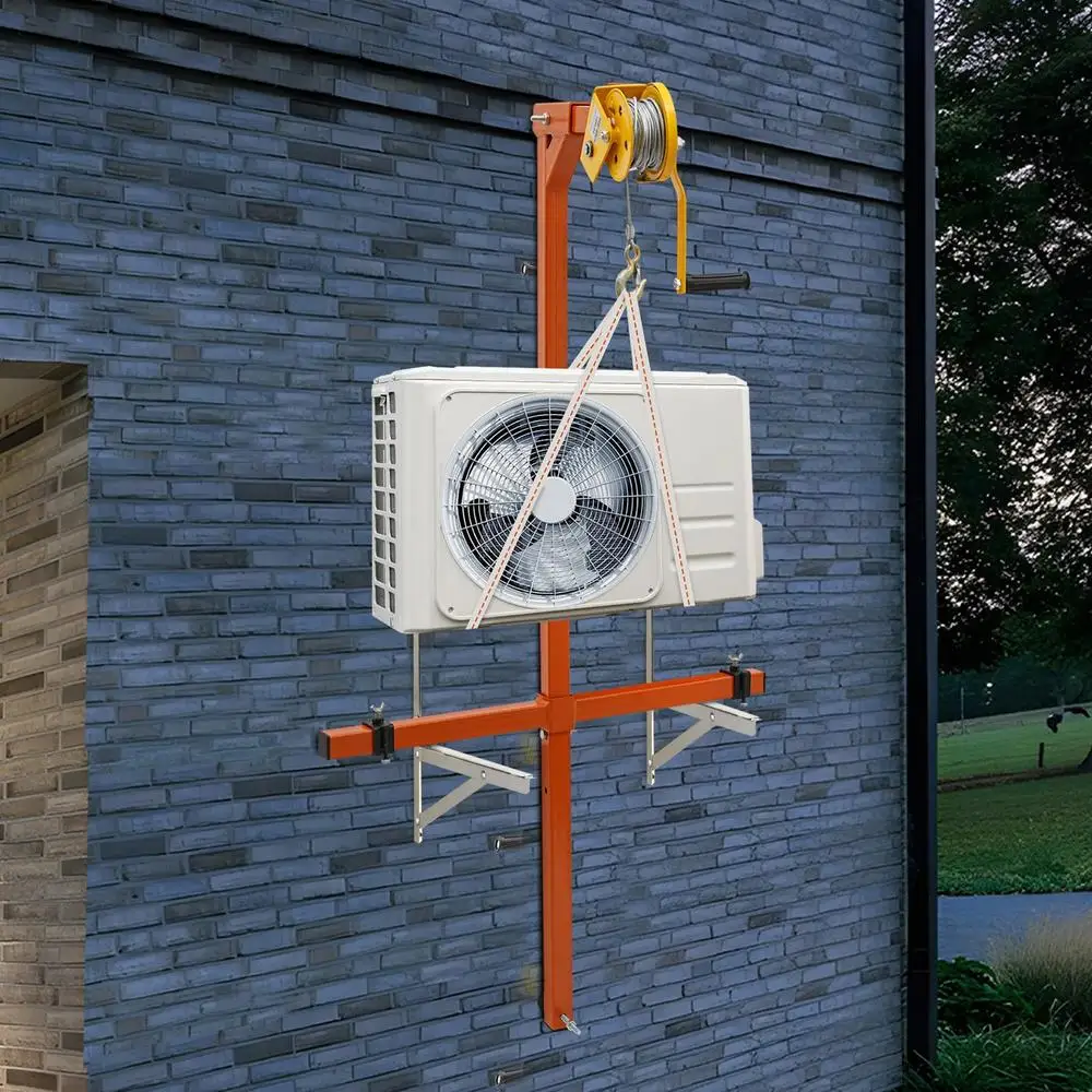 Air Conditioner Lifting Crane 15m/49.21ft Detachable Portable Tool 330lbs Load Stable Triangular Design Easy Assembly and