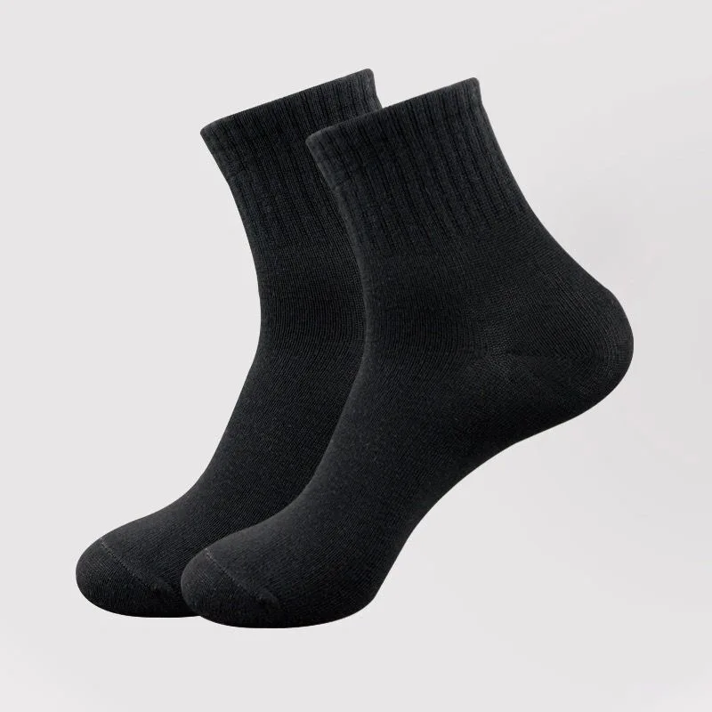 20Pcs/Men\'s Socks Mid-tube Socks Black Solid Color Breathable Soft Socks Leisure Business Office All Seasons Suitable EU38-45