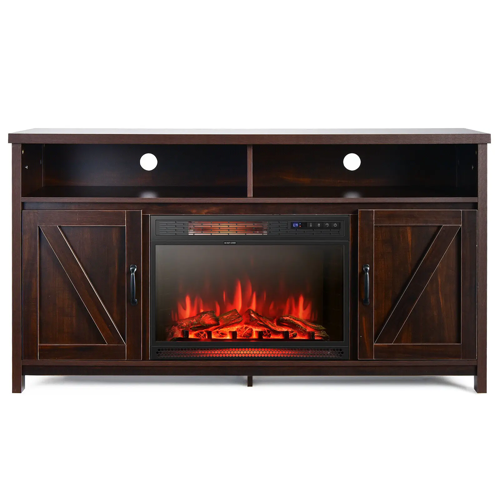 

59" Fireplace TV Stand W/ 1350W 25" Electric Fireplace Heater Coffee