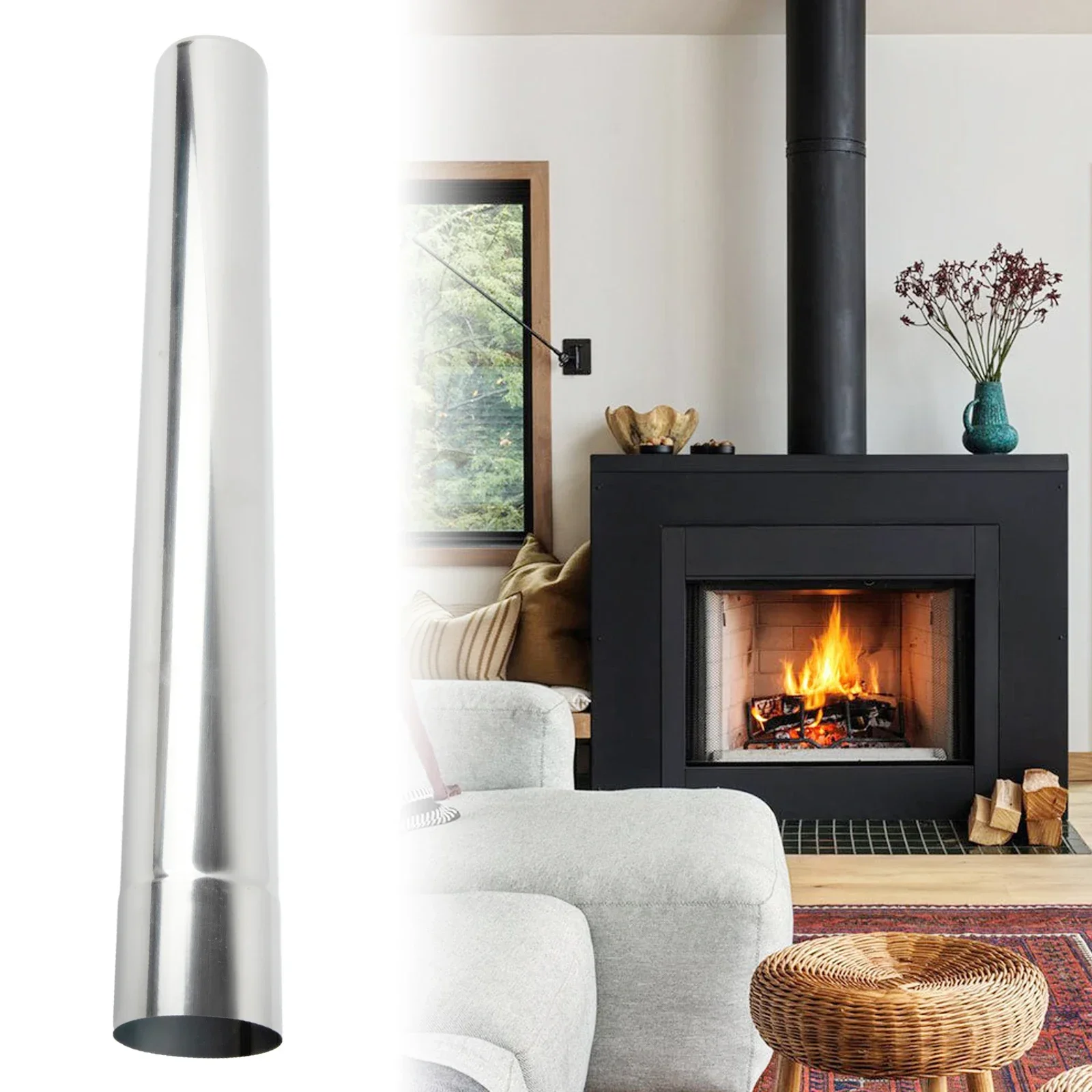 Tubo de escape de aço inoxidável, diâmetro ampliado para fogão a lenha, resistente ao calor, resistente à ferrugem, alta qualidade