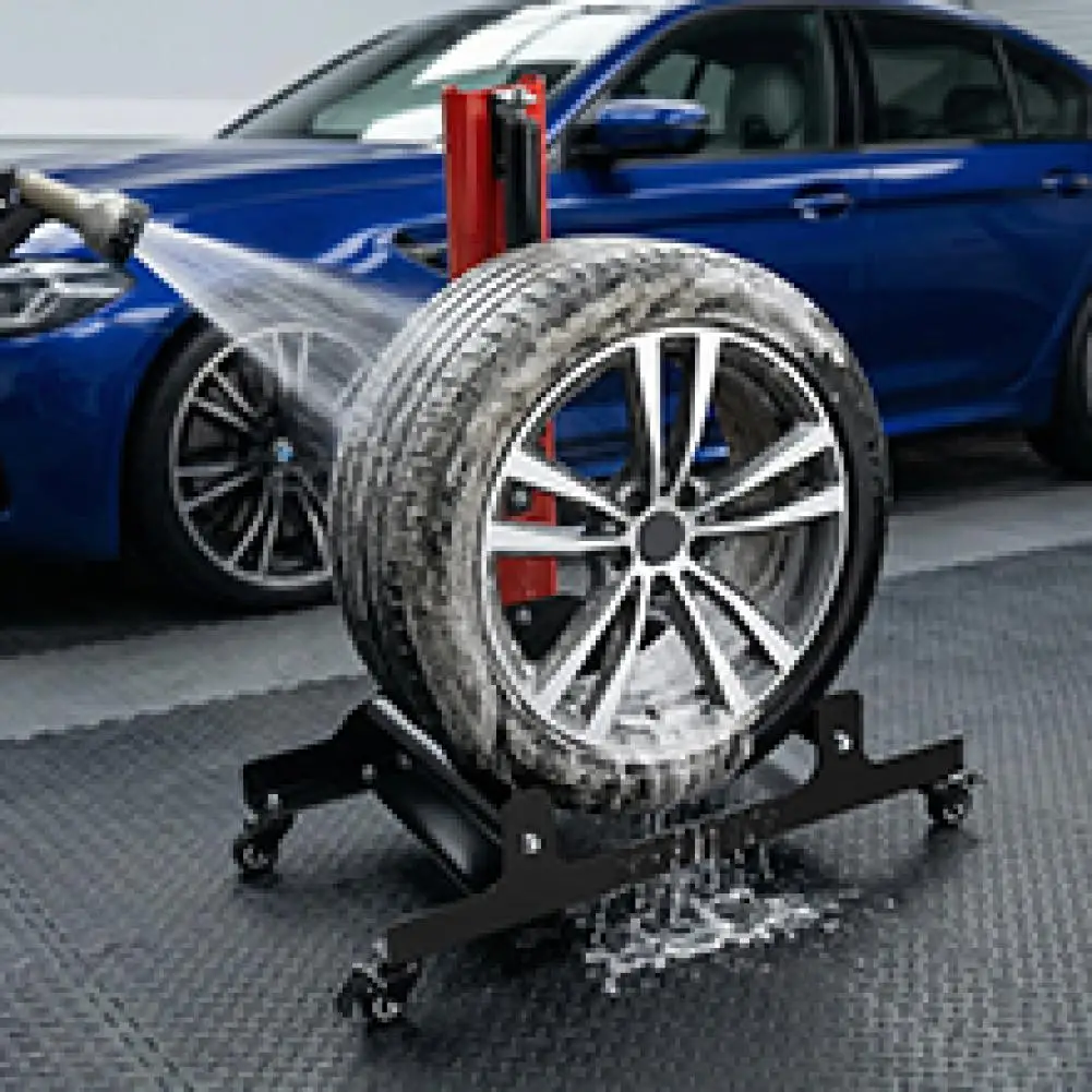 

Rolling Wheel Detailing Stand, Heavy Duty 360° Rotating Tire Cleaning Stand with 4 Casters for Ceramic Coating Tire Shine