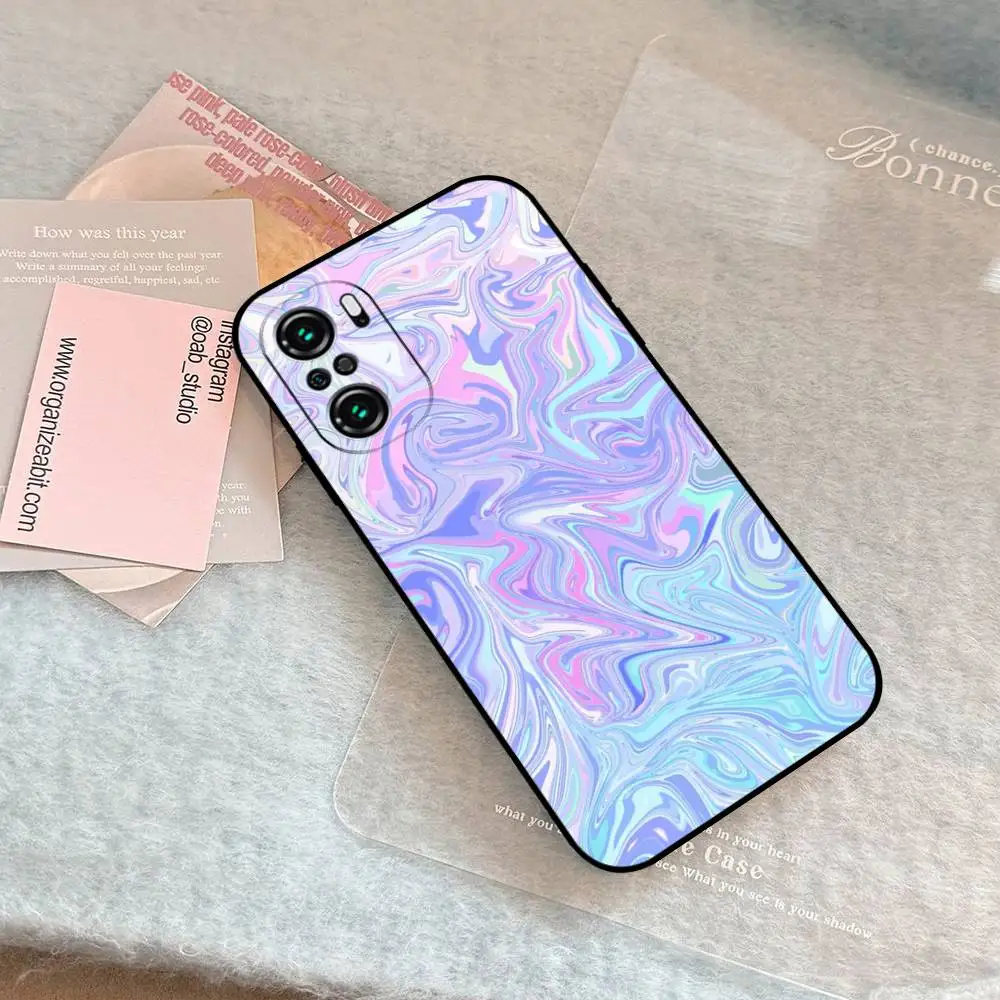 حافظة هاتف دوامة سائلة ملونة لهاتف Xiaomi 11 12 Redmi Note 11 5G 8T 9A 9 10T Note 8 9 12SUltra مقاومة للصدمات، نحيفة، سوداء، حافظة #5