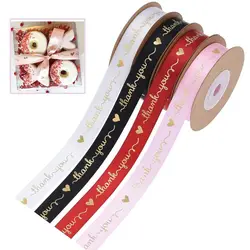 Creative Thank You Letter Ribbon Love Heart Bouquet Decoration Cake Packaging Ribbon DIY Bowknot Packing Silk Braid Home Decor