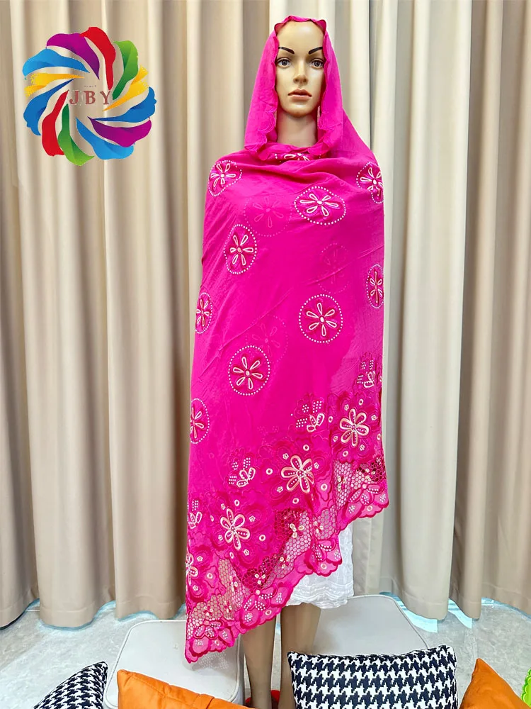 Luxury Scarf High Quality 100% Cotton Dubai African Women Islamic Scarf LOVE pattern Embroidery Chemical Lace Scarf  many color