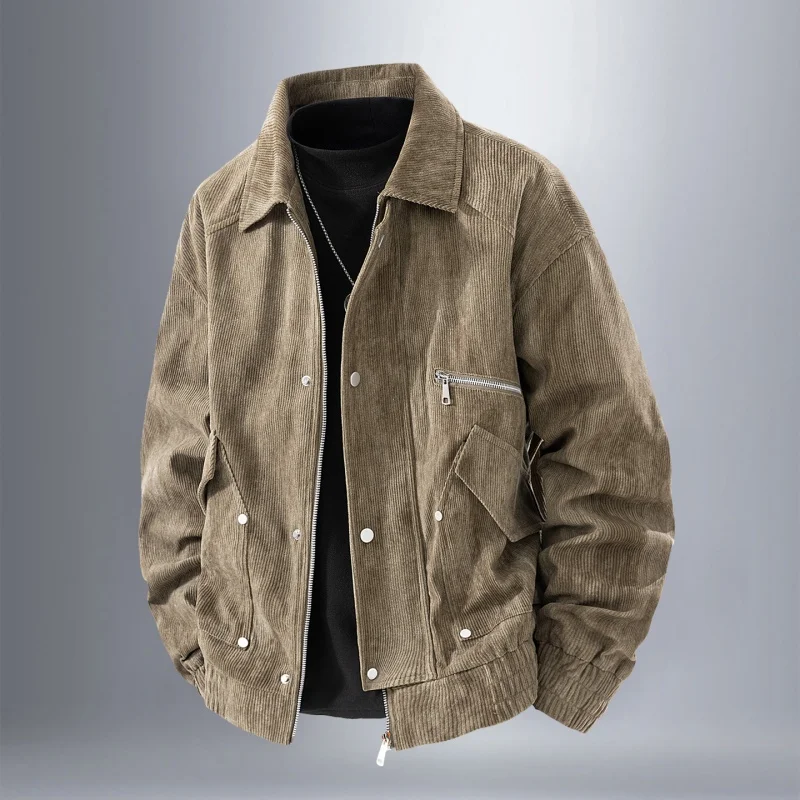 

Мужская повседневная куртка-ветровка из полиэстера с воротником-стойкой, для работы и отдыха, весна-осень, трендовая, с длинными рукавами, ветрозащитная