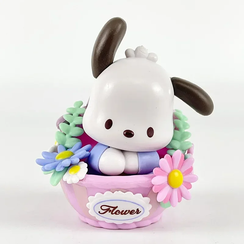 Sanrio Pochacco Model Doll Pochacco Action Anime Figures Flower and Youth Series Doll Toys Esports Room Desktop Ornaments Gifts