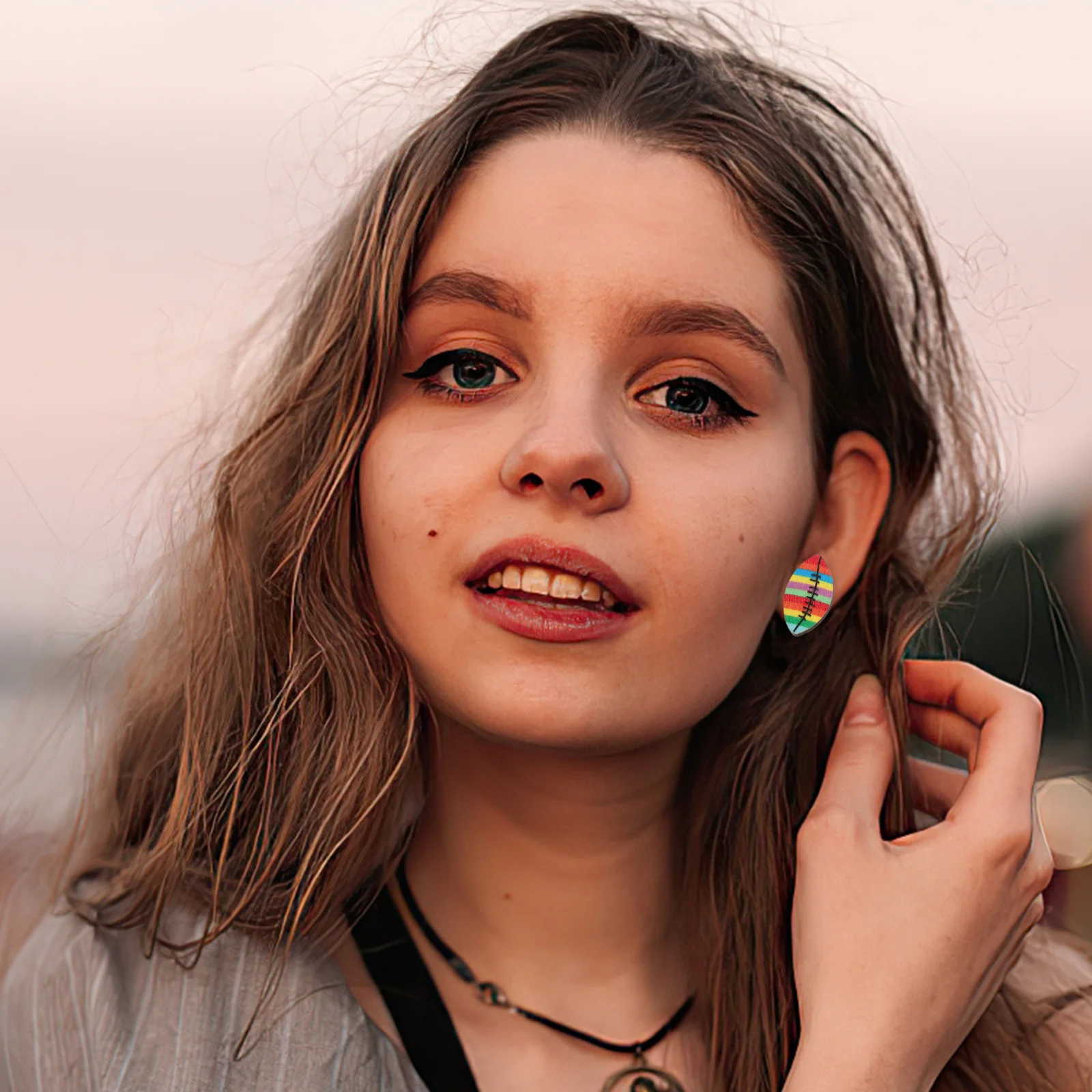 

1Pair Rugby Shaped Earrings Women Handmade Trendy Charming Daily Dressing Up Earrings for Women Rugby Ear Earring