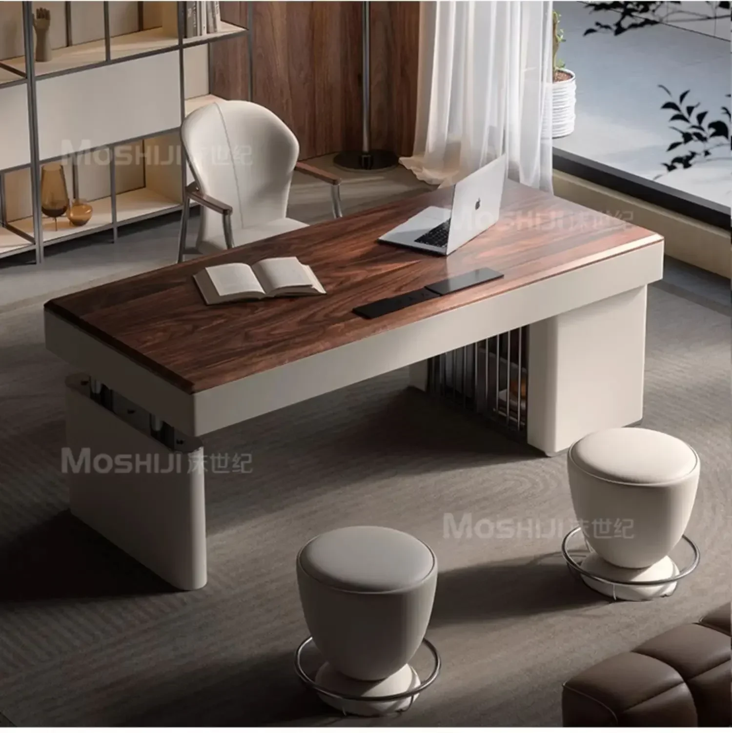 desk walnut Italian light luxury study home boss home office solid wood computer desk