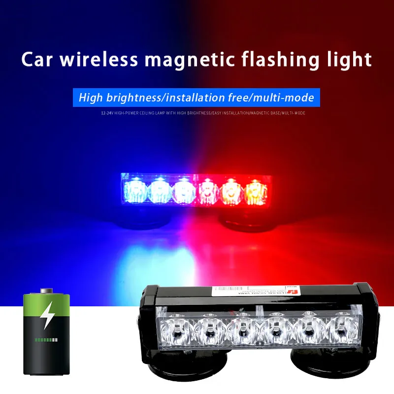 

Car Strobe Warning Flashing Light Auto Universal Magnetic Base 6LED Red Blue Yellow Aluminium Emergency Beacon Roof Top