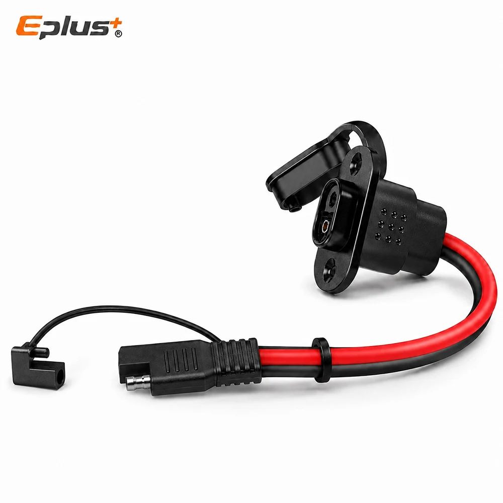 10-18AWG SAE Panel Mount Socket with Waterproof Dust Cover SAE Male Plug DC Cable 12-36V for Solar Panel Off-Road Vehicle