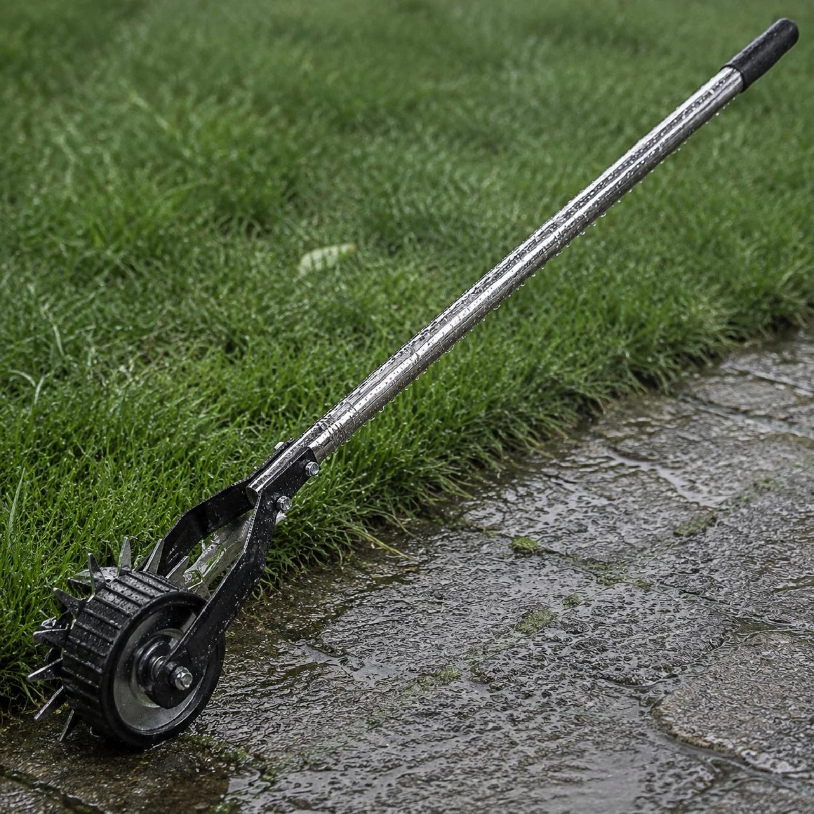 Rotary Lawn Edger Stainless Steel Wheel Rotary Edger Lawn Edging Tool Gloves Included Grass Border Trimmer Rust-Resistant