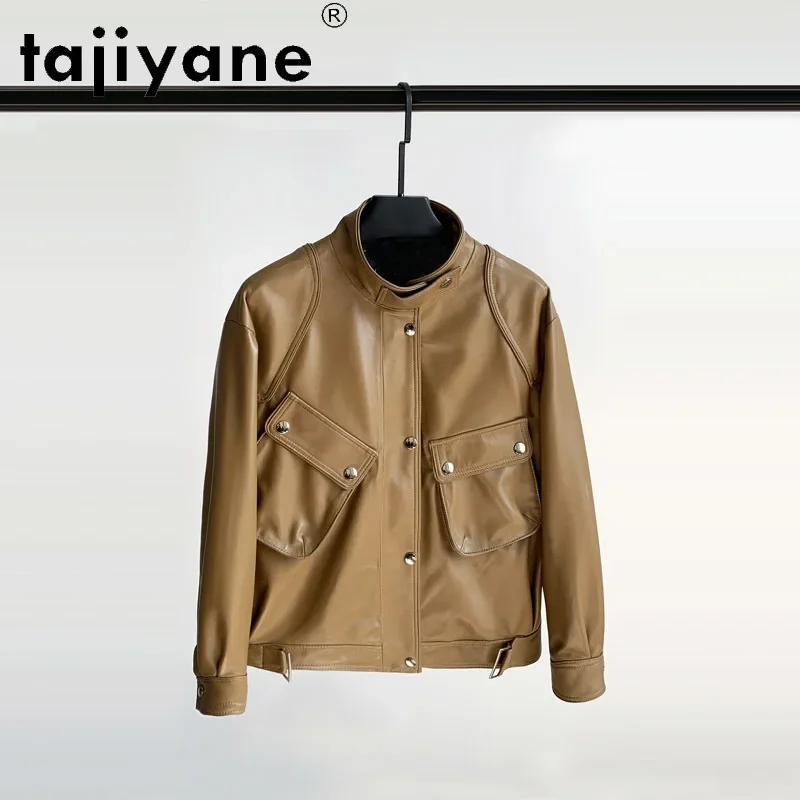 Tajiyane – vêtements en cuir véritable pour femmes, manteaux en peau de mouton véritable pour dames, tissu Cargo Mujer Chaqueta TN2044, printemps automne