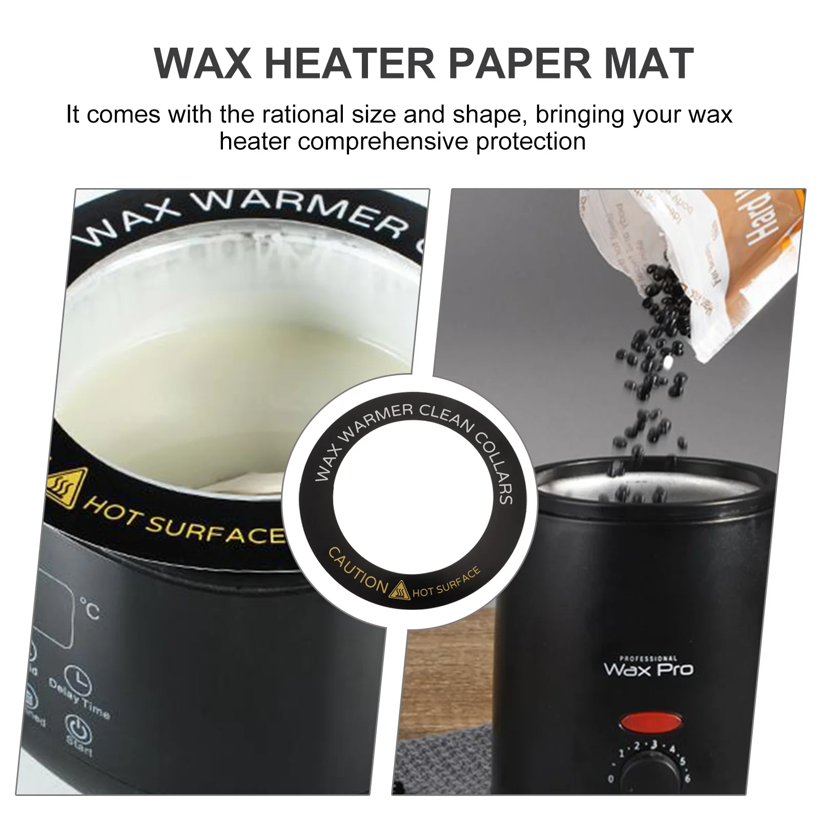 50 قطعة حلقة مضادة للبقع لآلة إزالة الشعر، حصيرة بديلة متينة لتدفئة الشمع، ملحقات سخان الشمع باللون الأسود #5