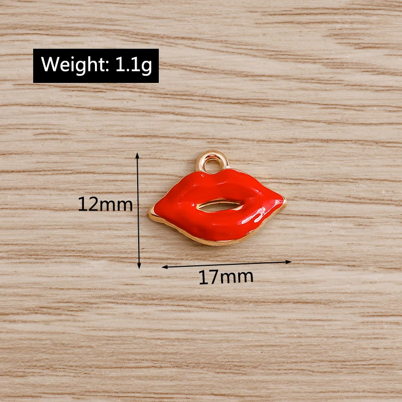 10 Stück Niedliche Emaille-Schleifenanhänger mit Roten Lippen für die Herstellung von Ohrringen, Halsketten, Armbändern, Accessoires, DIY-Bastelarbeiten und Schmuckzubehör – Detail 9