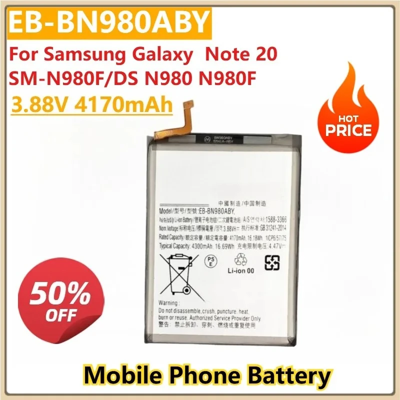 

Replacement Mobile Phone Battery EB-BN980ABY 3.88V 4170mAh For Samsung Galaxy Note 20 SM-N980F/DS N980 N980F