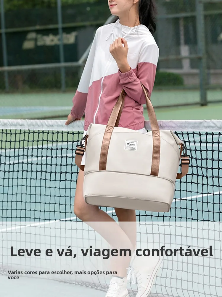large-capacity-travel-bag-women's-handheld-fitness-bag-wet-and-dry-separation-lightweight-business-trip-luggage-bag