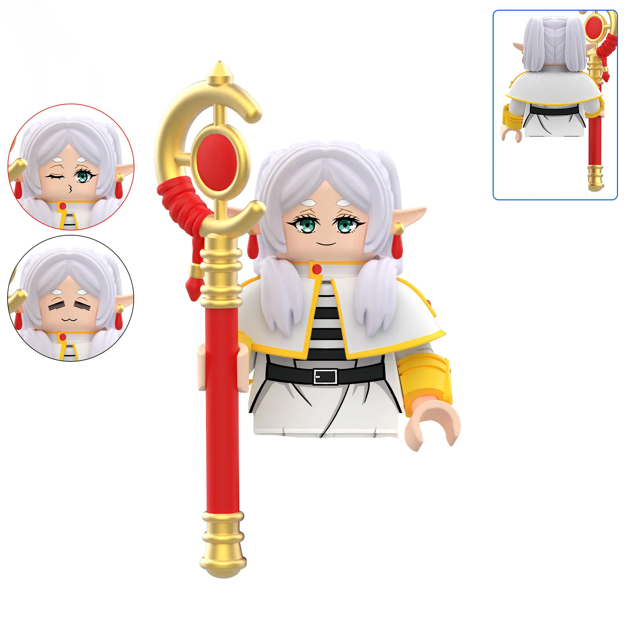 Figurine de dessin animé Frieren 3 Expressions elfe, modèle périphérique en plastique, ornements de décoration, police, Statue, cadeaux d'anniversaire pour enfants, jouets pour enfants