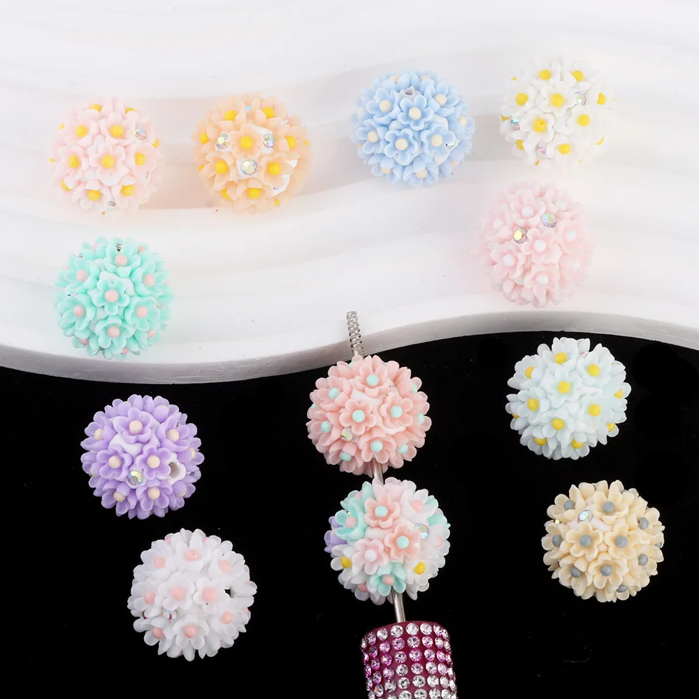 

Newest Colorful Resin Acrylic Flowers Decorated Floral Jewelry Gumball Beads Fit Bracelet Necklace Earring Ornaments 20pcs 20mm