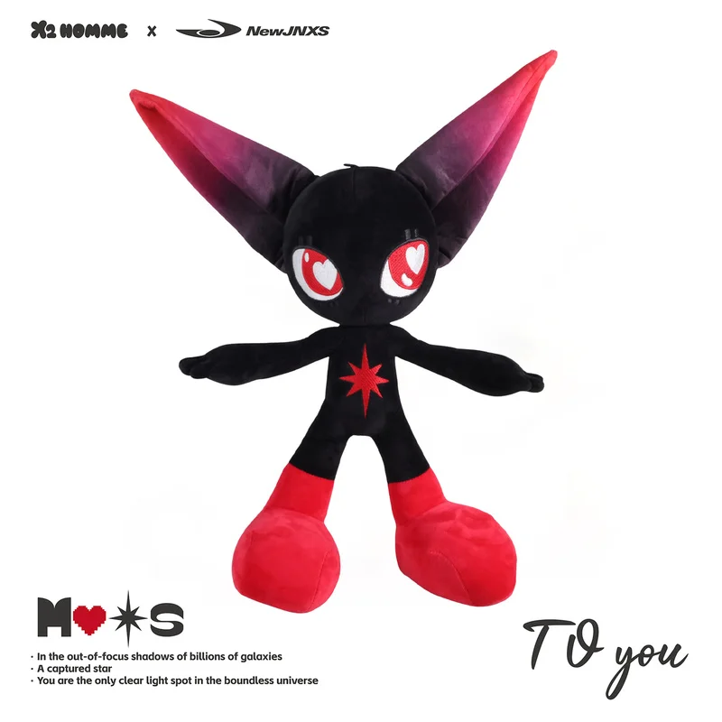 

X2homme Collab с Newjnxs Moos, черная, красная плюшевая кукла-компаньон, игрушка на День святого Валентина, ограниченная серия, фигурка