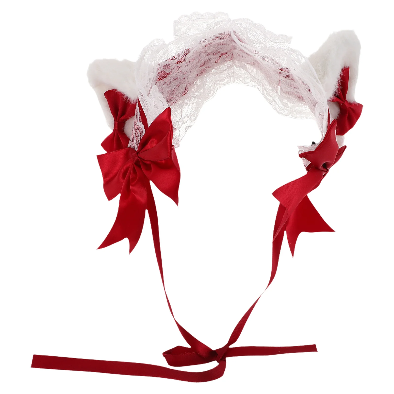 

Повязка на голову с кошачьими ушками, кружевная повязка на голову с бантом в стиле Лолиты, повязка на голову для Хэллоуина, косплей, костюм, аксессуары для волос для женщин и девочек