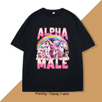 Alpha Male Unicorn Ironic Vintage 90s T-Shirt Women Men Retro Funny Rainbow Tshirt Cotton Funny Weird Meme Graphic Tee Clothes