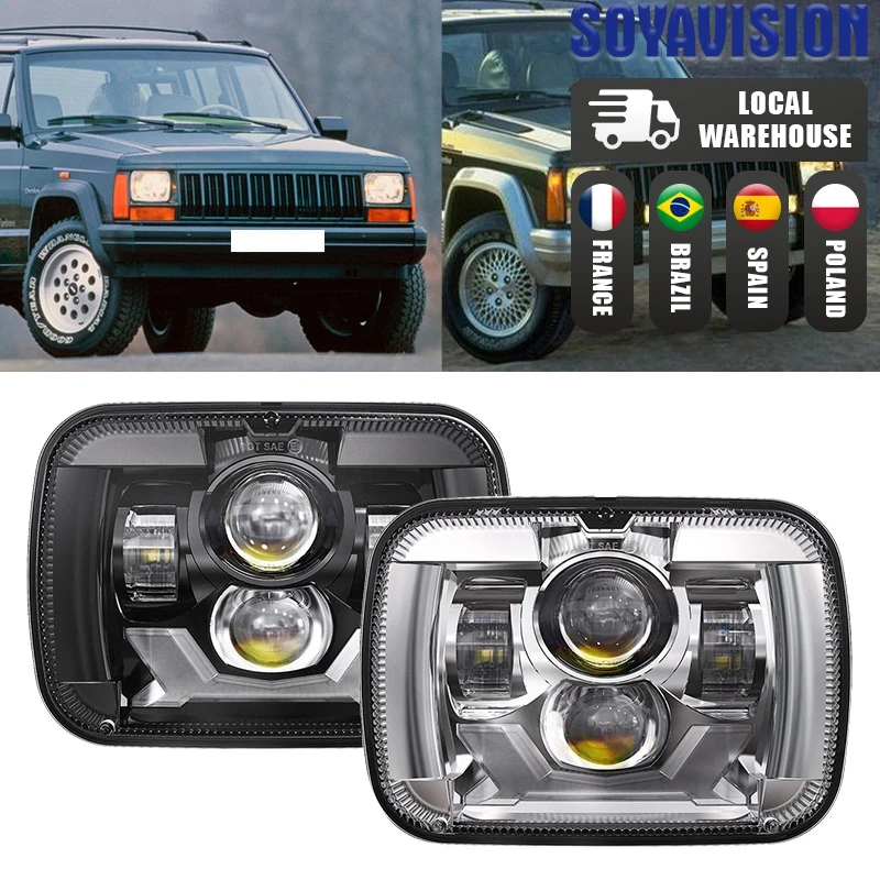 

Car 5X7" 7x6“ Square LED Headlight H4 Light DRL Headlamp For Jeep YJ XJ Cherokee Toyota Nissan GMC Ford H6014 H6052 Auto Lamp
