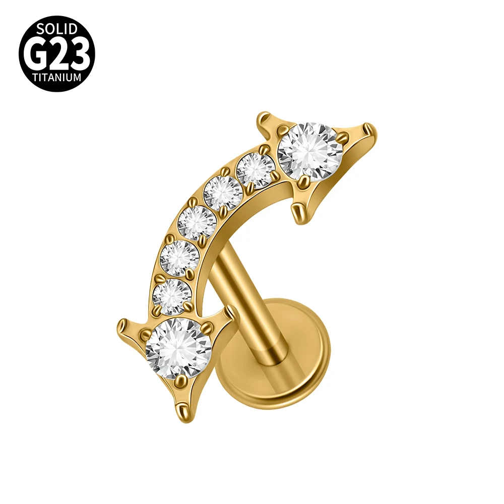 G23 Titanium Star Zircon Lip Studs