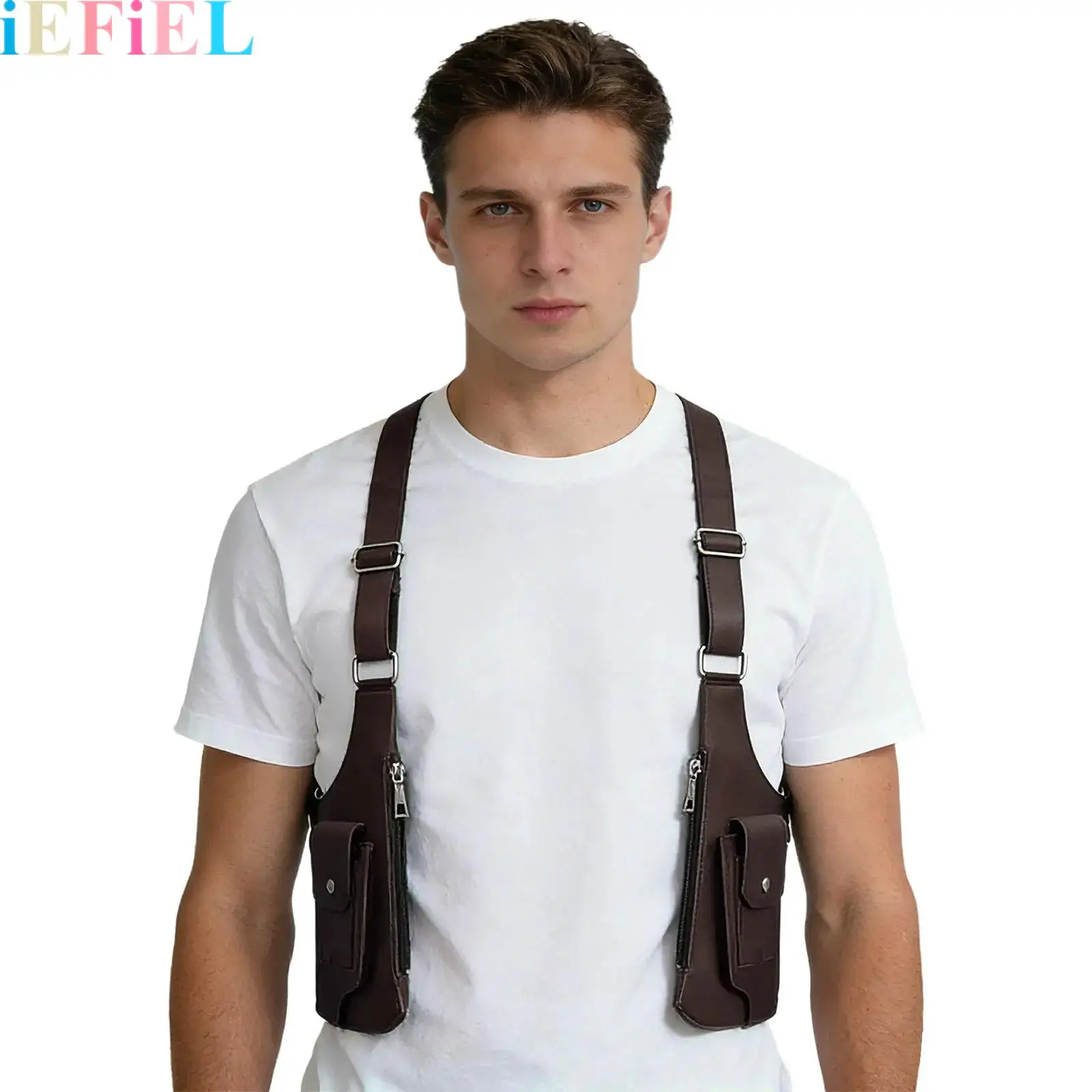 

Double Shoulder Armpit Bag Adjustable Shoulder Straps Bag for Men Multi-pocket Outdoor Sports Bag