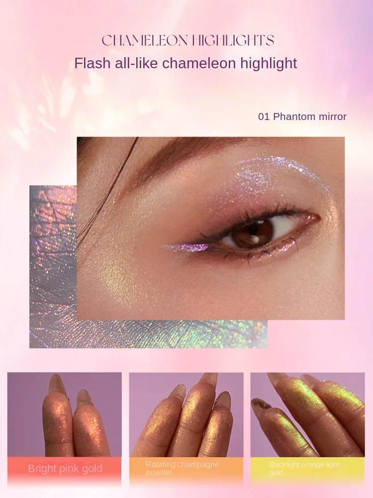 Hxl Chameleon Highlight Contour Compact Face Brightening Glitter Fine Flash Plate Three-Dimensional Clothing