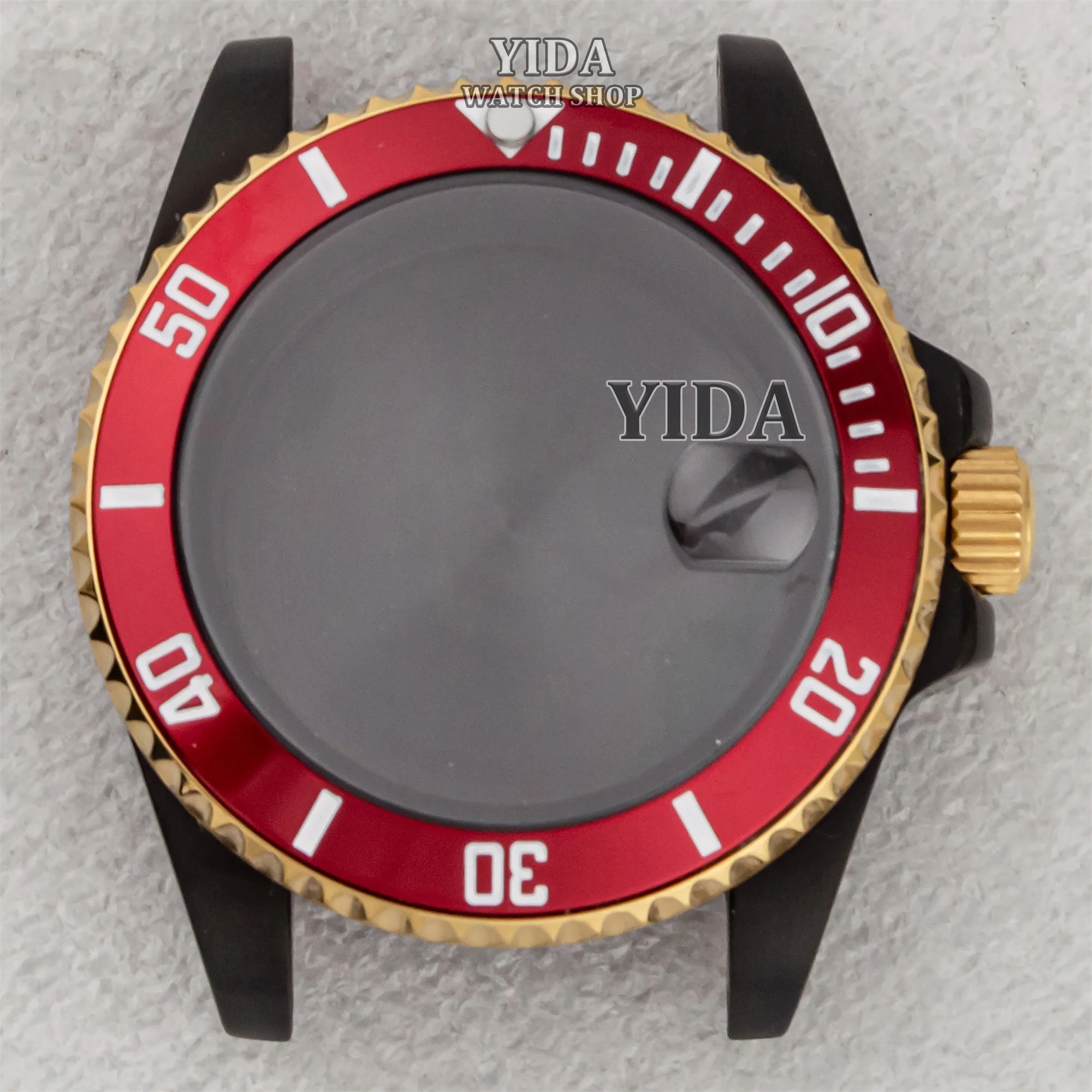 

40mm Black Watch Case 316L Stainless Steel Sapphire Glass Ceramic Bezel For NH34 NH35 NH36 Automatic Movement SUB GMT Mod Parts