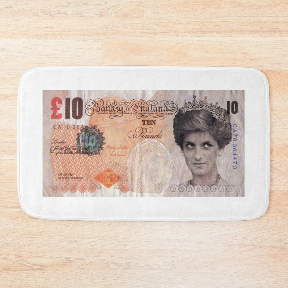 Banksy Princess Diana ￡10 Note Image Bath Mat Waterproof Bathroom Rugs Bathroom Floor Mat