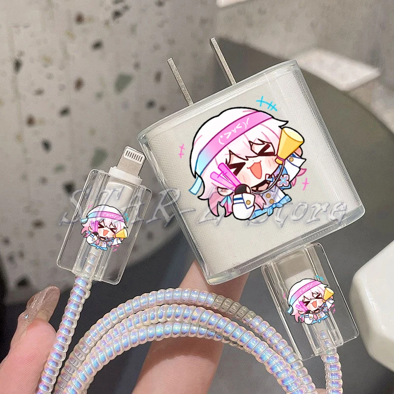 Защитный чехол Honkai Star Rail Kafka для IPhone 15 14 13 Pro Max 18/20 Вт, зарядное устройство и защита для зарядки, устройство для намотки проводов для передачи данных
