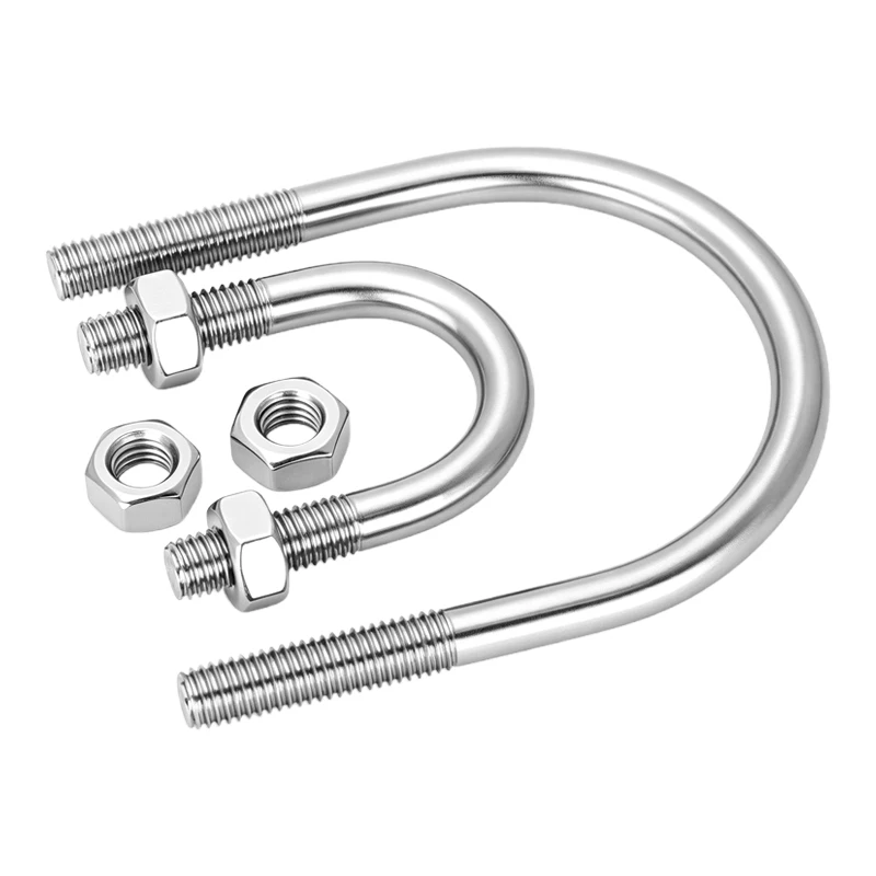 304 Stainless Steel U-Bolt M6 M8 M10 M12, Pipe Clamp U Bolt with Nuts Washers, Heavy Duty Pipe Fixing Fastener