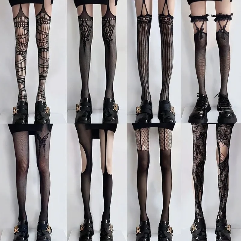Subculture Lolita JK Multiple Styles Fishnet Lace Stockings Japan School Girls Sexy Mesh Bottom Tights Gothic Costumes Pantyhose
