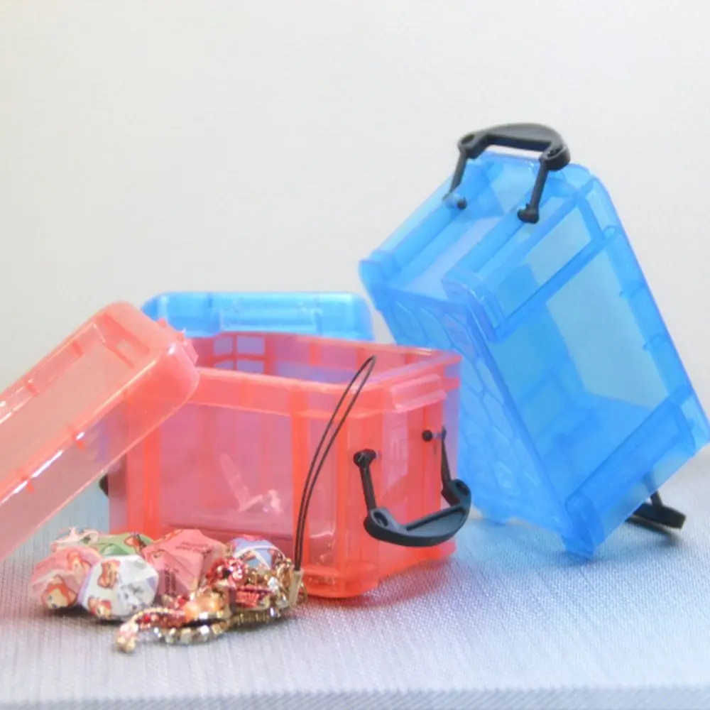 Multi-functional Mini Buckle Storage Box Candy Color Transparent Mini Storage Container Minimalism Plastic Desktop Organizer Box