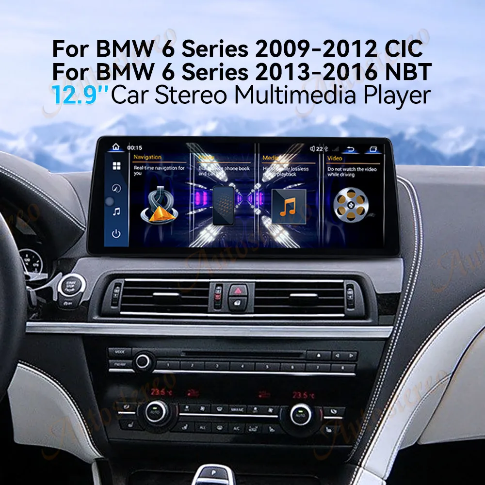 カーGPSマルチメディアラジオ,プレーヤー付きラジオ,12.9インチ,Android 13,ウルトラデュアルBT,2009-2016,BMW 6シリーズ用