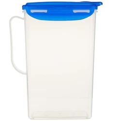 Fridge Door Water Jug with Handle, BPA Free Plastic Pitcher, Flip Top Lid, Perfect for Teas and Juices, 2 Quarts