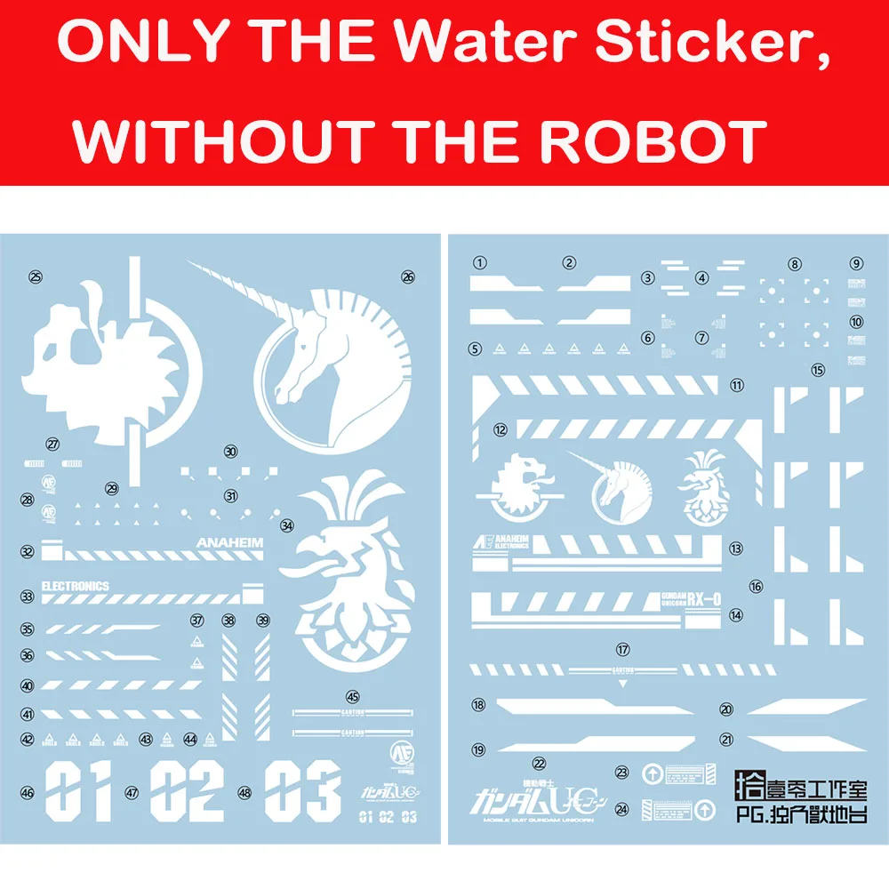 IN STOCK Special Water Sticker Upgrade Kits for PG 1:60 Unicorn 1/2/3 GD Platform Water Sticker Figure Accessories