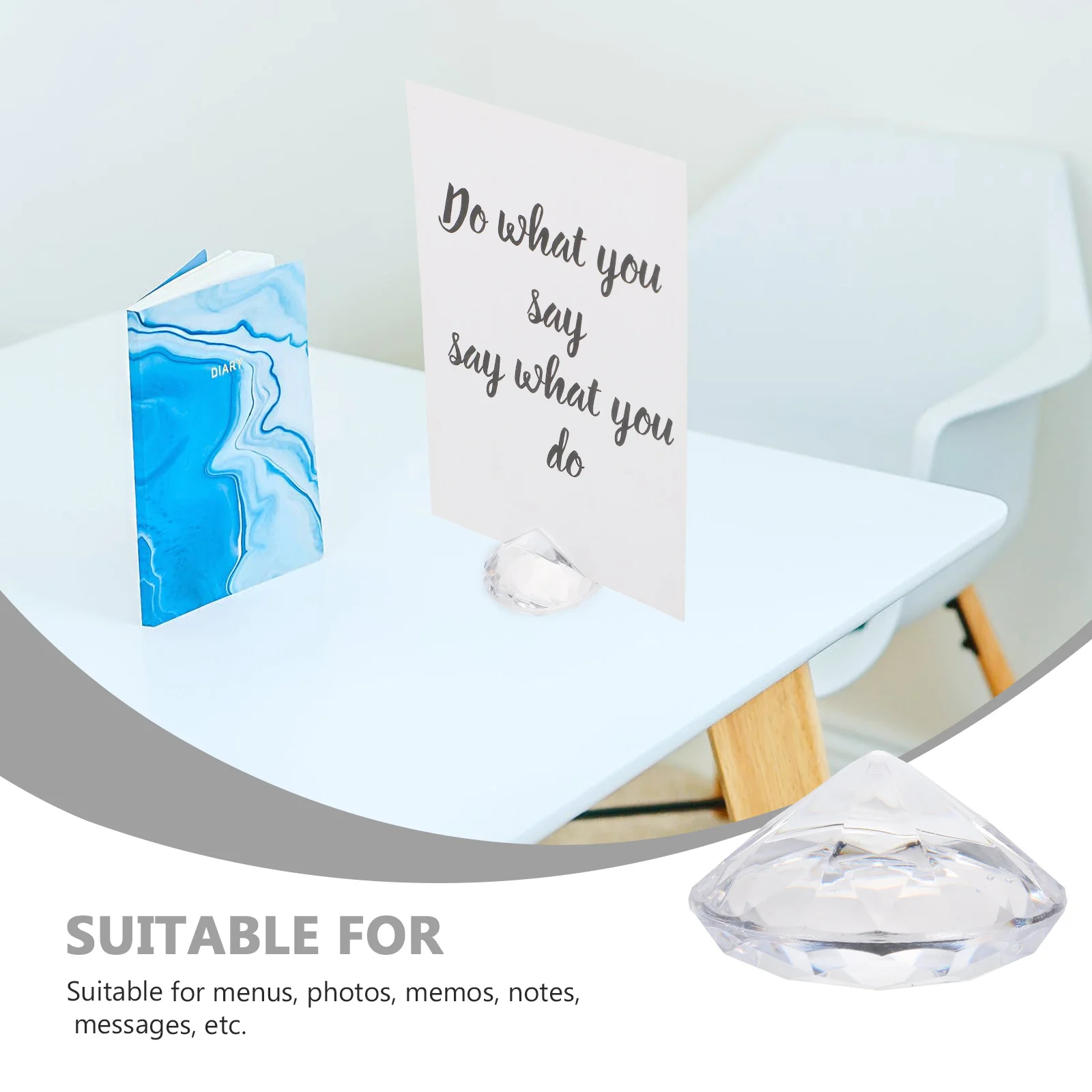 

12 Pcs Crystal Diamond Message Clip Memo Holder Memorial Card Note Clips Various Table Sign Acrylic
