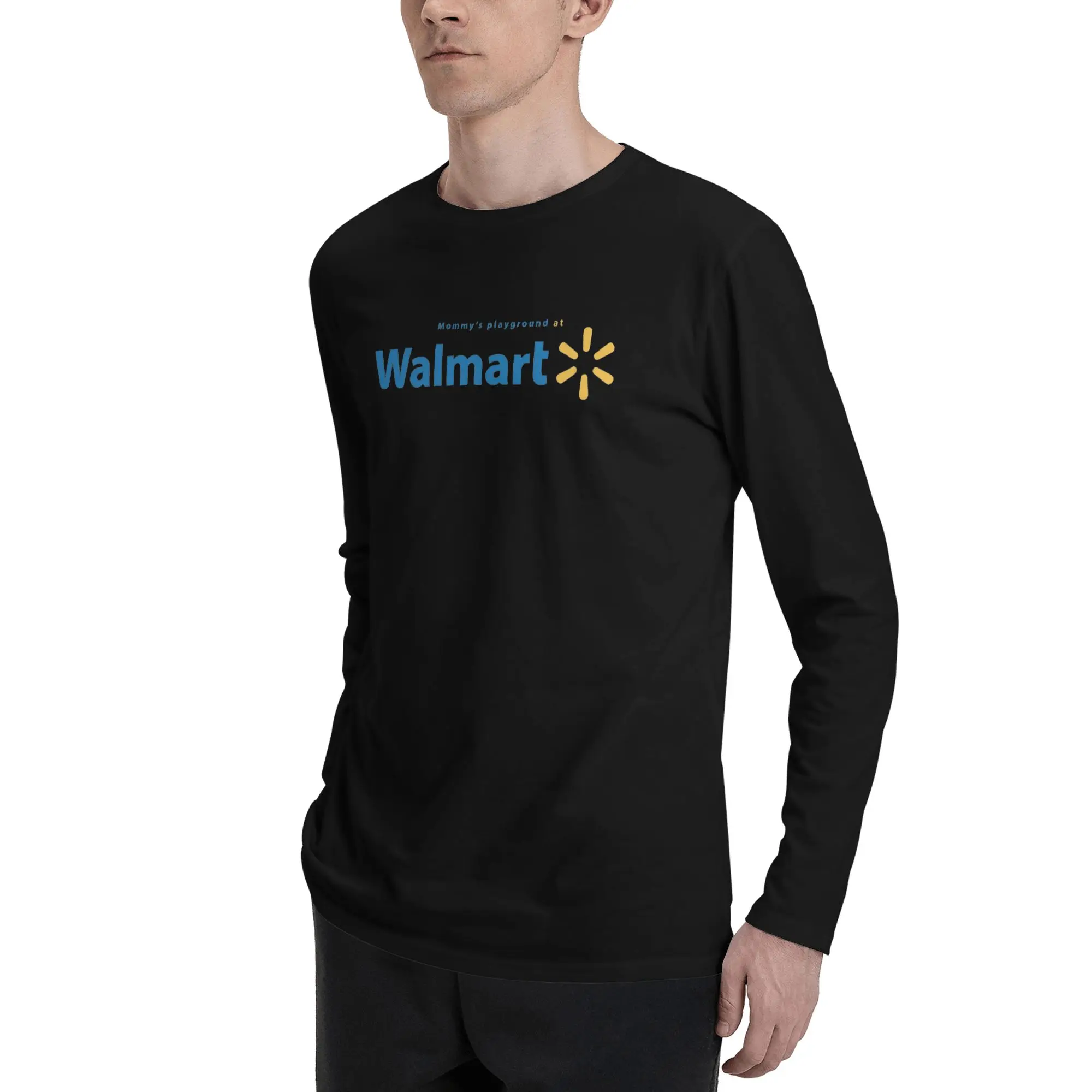 تي شيرت رجالي بأكمام طويلة من Walmart تي شيرت كاجوال برقبة دائرية تي شيرت للربيع والخريف للرجال